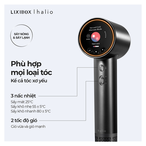 Máy Sấy Tóc Ion Âm Halio Hypersonic Hair Dryer Space Grey