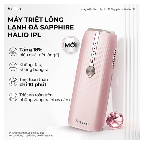 Máy Triệt Lông Lạnh Sapphire Halio InfinityGlow Advanced IPL Sapphire Cooling Hair Removal Device Kèm Set Gift - Soft Pink