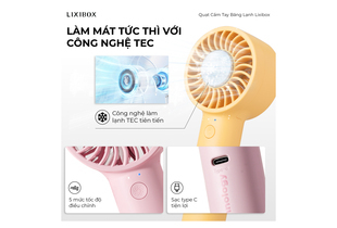 Quạt Cầm Tay Băng Lạnh Lixibox có công nghệ làm mát TEC tiên tiến, mang đến 5 tốc độ gió điều chỉnh và cổng sạc Type-C tiện lợi. Thiết kế nhỏ gọn, màu xanh bắt mắt, lý tưởng cho mùa hè.