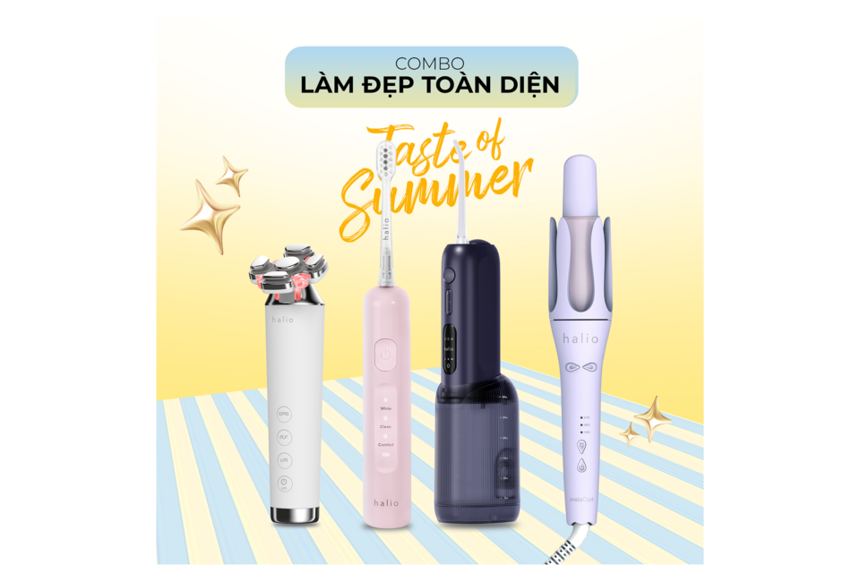 Combo Làm Đẹp Toàn Diện từ Halio bao gồm các sản phẩm làm đẹp cao cấp, mang đến trải nghiệm chăm sóc sắc đẹp hoàn hảo cho mùa hè.