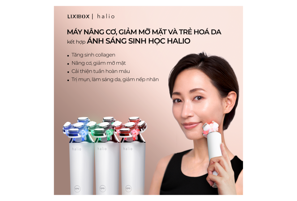 Combo Làm Đẹp Toàn Diện với máy nâng cơ halio giúp tăng sinh collagen, giảm mỡ mặt và trẻ hóa da. Tính năng cải thiện tuần hoàn máu, trị mụn, làm sáng da.
