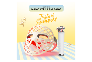 Combo Nâng Cơ & Sáng Da với cảm giác mùa hè tươi sáng, bao gồm mặt nạ nâng cơ halio và thiết bị làm sáng da. Sản phẩm hoàn hảo để chăm sóc da, mang lại làn da khỏe mạnh và rạng rỡ.