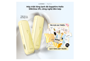 Máy Triệt Lông Halio SilkGlow IPL Sapphire Cooling Hair Removal Device với thiết kế hiện đại, hiệu suất cao cho làn da mịn màng, giảm đau. Sản phẩm đi kèm quà tặng hấp dẫn. Trị giá 6.6 triệu.