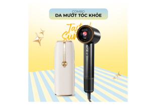 Combo Da Mướt Tóc Khỏe bao gồm thiết bị tạo kiểu tóc hiện đại với chức năng gió nóng và lạnh, giúp tạo kiểu tóc nhanh chóng và hiệu quả. Thiết kế sang trọng với các màu sắc hài hòa, phù hợp cho mùa hè.