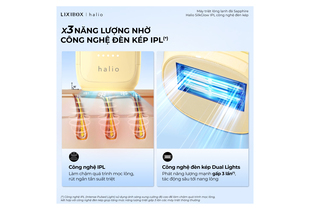 Máy Triệt Lông Halio SilkGlow IPL Sapphire Cooling Hair Removal Device với công nghệ IPL và ánh sáng kép Dual Lights, hiệu quả giảm mọc lông gấp 3 lần, mang lại làn da mịn màng.