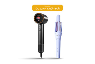 Combo Tóc Xinh Chớp Mắt bao gồm máy sấy tóc hiện đại với chức năng nóng và lạnh tự động và máy uốn tóc Halio. Sản phẩm giúp tạo kiểu tóc nhanh chóng và dễ dàng, mang đến mái tóc xinh xắn, cuốn hút.