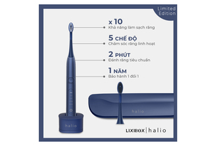 Box Combo Sáng Khỏe Có Đôi với bàn chải đánh răng điện LIXIBOX | halio, có x10 khả năng làm sạch, 5 chế độ chăm sóc, 2 phút đánh răng tiêu chuẩn, bảo hành 1 năm, Limited Edition.