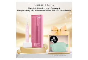Bàn chải điện tích hợp công nghệ chuyển động kép Halio Wave Sonic Electric Toothbrush - Pink Whisper, cùng hộp quà tặng dễ thương và túi đeo chéo Lixibox Belt Bag, tạo trải nghiệm chăm sóc răng miệng hoàn hảo.