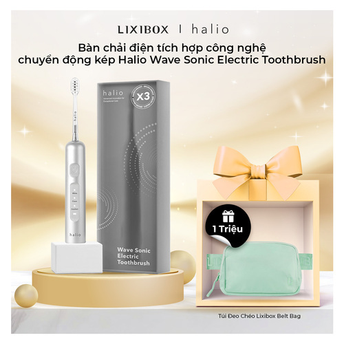 Bàn chải điện tích hợp công nghệ chuyển động kép Halio Wave Sonic Electric Toothbrush - Silver Frost