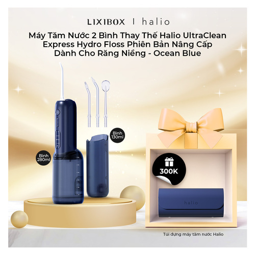 Máy Tăm Nước 2 Bình Thay Thế Halio UltraClean Express Hydro Floss Phiên Bản Nâng Cấp Dành Cho Răng Niềng - Ocean Blue