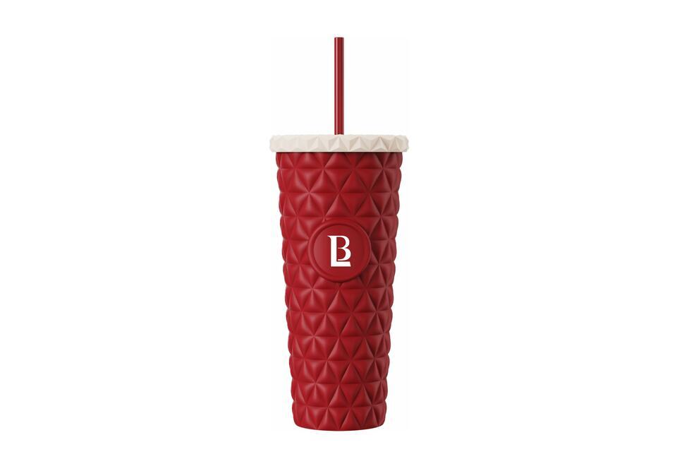 Ly giữ nhiệt Lixibox Holiday Tumbler - Red có thiết kế hình chóp nón, màu đỏ nổi bật. Chất liệu cách nhiệt giữ đồ uống luôn nóng hoặc lạnh. Logo "B" nổi bật trên thân cốc.