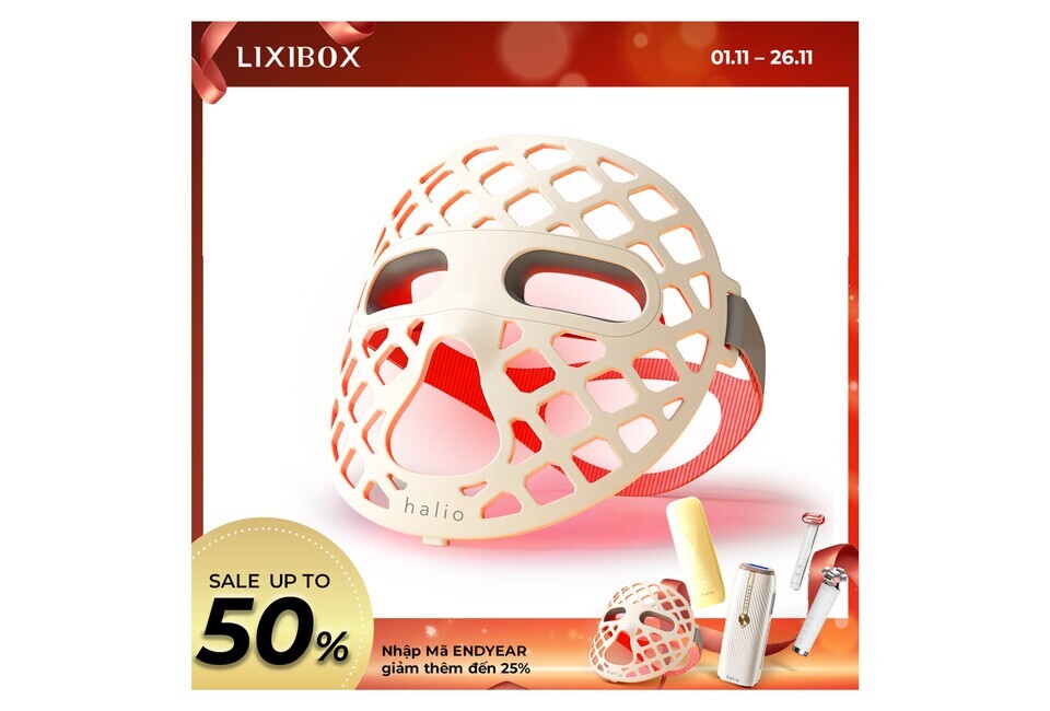 Mặt Nạ Ánh Sáng Sinh Học Halio PureGlow Ultralite Silicone LED Face Mask với thiết kế lưới độc đáo, mang lại hiệu quả trẻ hóa làn da, giúp bạn có làn da sáng bóng và khỏe mạnh. Khuyến mãi lên đến 50% cho sản phẩm này.
