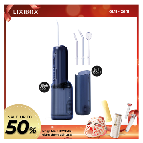 Máy Tăm Nước 2 Bình Thay Thế Halio UltraClean Express Hydro Floss Phiên Bản Nâng Cấp Dành Cho Răng Niềng - Ocean Blue