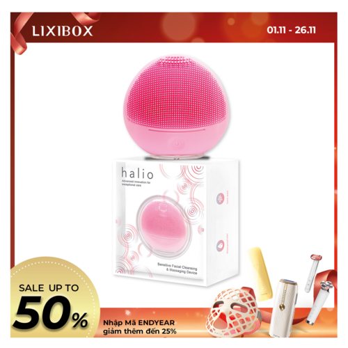 Máy rửa mặt dành cho da nhạy cảm Halio Sensitive Facial Cleansing & Massaging Device baby pink Limited Edition
