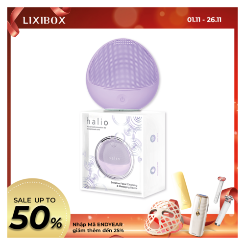 Máy Rửa Mặt Dành Cho Da Nhạy Cảm Halio Sensitive Facial Cleansing & Massaging Device Purple Rain Limited Edition
