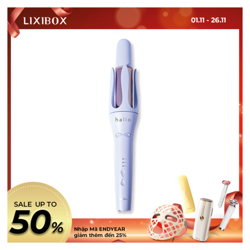 Máy Uốn Tóc Tự Xoay Ion Âm Halio instaCurl Premium Automatic Hair Styler Periwinkle