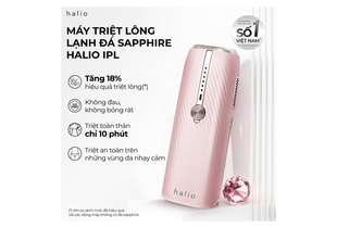 Máy Triệt Lông Lạnh Sapphire Halio InfinityGlow Advanced IPL Sapphire Cooling Hair Removal Device màu hồng. Sản phẩm với hiệu quả triệt lông nâng cao 18%, nhẹ nhàng, không đau, và tiệt toàn thân chỉ trong 10 phút.