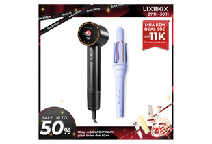Combo Tóc Xinh Chớp Mắt bao gồm máy sấy halio và máy uốn tóc halio, đang chào hàng với ưu đãi độc quyền, giảm giá lên đến 50%. Thời gian khuyến mãi từ 27.11 đến 30.11.