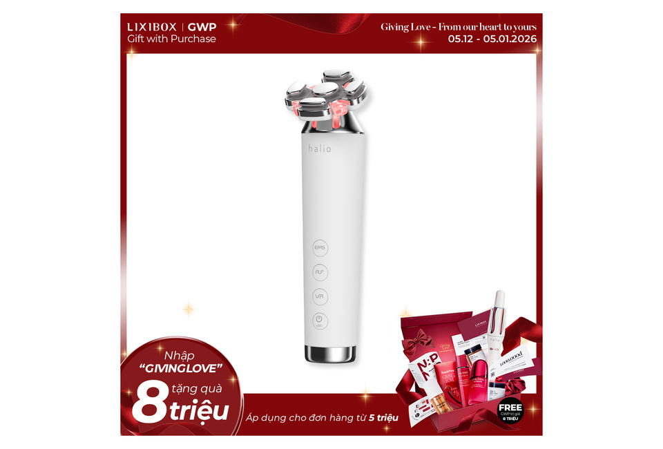 Máy Nâng Cơ, Giảm Mỡ Mặt & Trẻ Hoá Da Halio RevitaWave cải thiện làn da với công nghệ ánh sáng sinh học, lý tưởng cho việc chăm sóc sắc đẹp tại nhà. Quà tặng hợp lệ cho đơn hàng từ 5 triệu với các sản phẩm cao cấp khác.