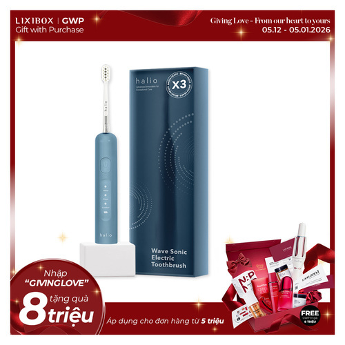 Bàn chải điện tích hợp công nghệ chuyển động kép Halio Wave Sonic Electric Toothbrush - Smoky Sky