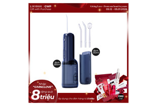 Máy Tăm Nước 2 Bình Thay Thế Halio UltraClean Express Hydro Floss Phiên Bản Nâng Cấp Dành Cho Răng Niềng - Ocean Blue với hai bình nước 130ml và 280ml và các đầu tăm tiện lợi.