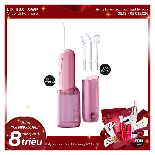 Máy Tăm Nước 2 Bình Thay Thế Halio UltraClean Express Hydro Floss Phiên Bản Nâng Cấp Dành Cho Răng Niềng - Muted Rose