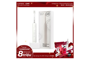 Bàn chải điện tích hợp công nghệ chuyển động kép Halio Wave Sonic Electric Toothbrush - Cloud White kèm bao bì, thiết kế hiện đại, chế độ làm sạch và làm trắng răng.