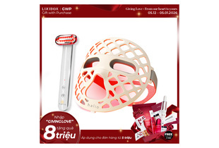 Combo Tái Tạo & Phục Hồi bao gồm mặt nạ halio và thiết bị trị liệu bằng ánh sáng đỏ, kèm theo quà tặng trong chương trình khuyến mãi.