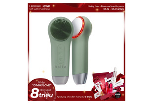 Máy Rửa Mặt Massage Tích Hợp Liệu Pháp Ánh Sáng và Nhiệt Halio Multi-task Cleansing & Massaging Device with Red Blue Light Therapy 5 in 1 - Sage Green