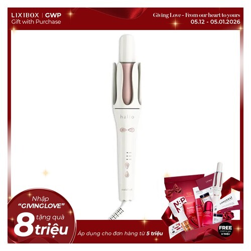 Máy Uốn Tóc Tự Xoay Ion Âm Halio instaCurl Premium Automatic Hair Styler Pearl White
