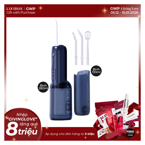 Máy Tăm Nước 2 Bình Thay Thế Halio UltraClean Express Hydro Floss Phiên Bản Nâng Cấp Dành Cho Răng Niềng - Ocean Blue