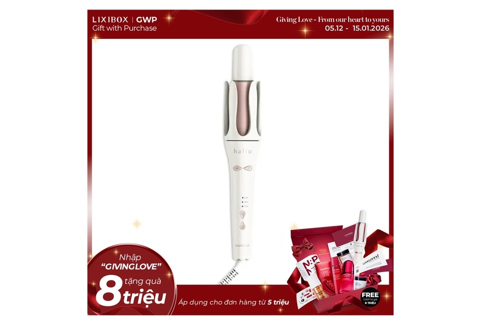 Máy Uốn Tóc Tự Xoay Ion Âm Halio instaCurl Premium Automatic Hair Styler Pearl White với thiết kế sang trọng, dễ sử dụng và cho phép tạo những lọn tóc bồng bềnh, quyến rũ. Thích hợp cho mọi loại tóc, mang lại trải nghiệm làm tóc hoàn hảo.