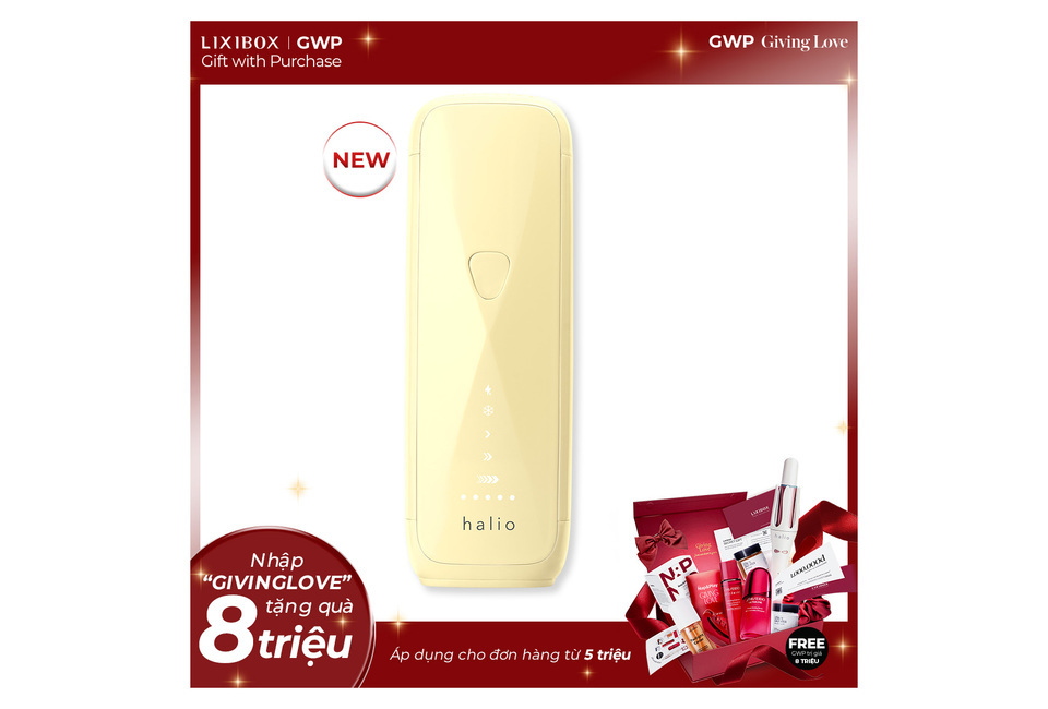 Máy Triệt Lông Halio SilkGlow IPL Sapphire Cooling Hair Removal Device - Yellow với thiết kế hiện đại, tính năng làm mát và khuyến mãi hấp dẫn.