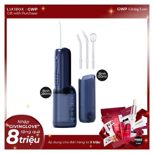 Máy Tăm Nước 2 Bình Thay Thế Halio UltraClean Express Hydro Floss Phiên Bản Nâng Cấp Dành Cho Răng Niềng - Ocean Blue