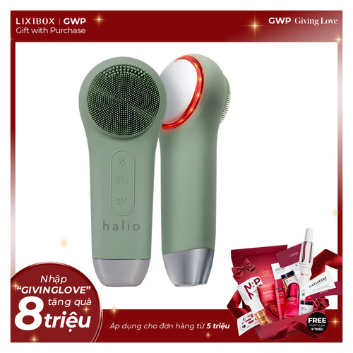 Máy Rửa Mặt Massage Tích Hợp Liệu Pháp Ánh Sáng và Nhiệt Halio Multi-task Cleansing & Massaging Device with Red Blue Light Therapy 5 in 1 - Sage Green