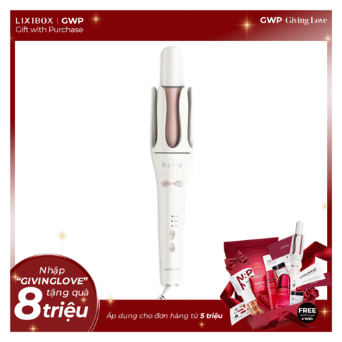 Máy Uốn Tóc Tự Xoay Ion Âm Halio instaCurl Premium Automatic Hair Styler Pearl White