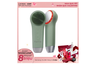 Máy Rửa Mặt Massage Tích Hợp Liệu Pháp Ánh Sáng và Nhiệt Halio Multi-task Cleansing & Massaging Device with Red Blue Light Therapy 5 in 1 - Sage Green