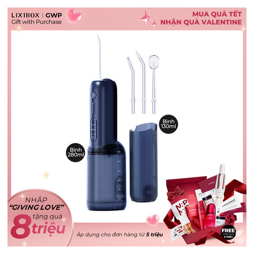 Máy Tăm Nước 2 Bình Thay Thế Halio UltraClean Express Hydro Floss Phiên Bản Nâng Cấp Dành Cho Răng Niềng - Ocean Blue