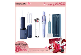 Combo Làm Đẹp Toàn Diện bao gồm bàn chải điện Halio, máy nâng cơ, và sản phẩm làm đẹp Halio khác, kèm theo quà tặng hấp dẫn cho đơn hàng từ 5 triệu. Khuyến mãi "Giving Love" với ưu đãi lên đến 8 triệu.