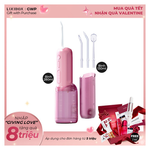 Máy Tăm Nước 2 Bình Thay Thế Halio UltraClean Express Hydro Floss Phiên Bản Nâng Cấp Dành Cho Răng Niềng - Muted Rose