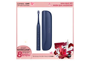 Bàn chải điện làm trắng răng Halio Sonic Whitening Electric Toothbrush Limited Edition - Midnight Blue, đi kèm với hộp đựng màu xanh tối, thiết kế hiện đại, tính năng làm trắng răng hiệu quả.