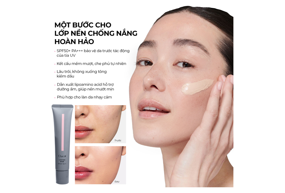 Kem Lót Trang Điểm Chống Nắng Chacott Lasting Base SPF 50+ PA+++ 42g Màu 550, cung cấp lớp nền hoàn hảo, bảo vệ da khỏi tia UV, mang lại làn da mềm mịn và tự nhiên, phù hợp cho làn da nhạy cảm.