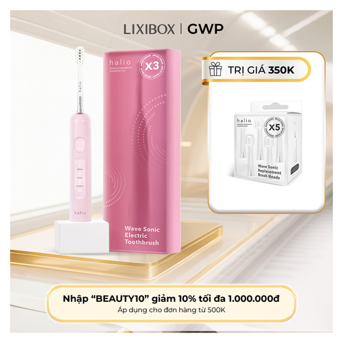 Bàn chải điện tích hợp công nghệ chuyển động kép Halio Wave Sonic Electric Toothbrush - Pink Whisper