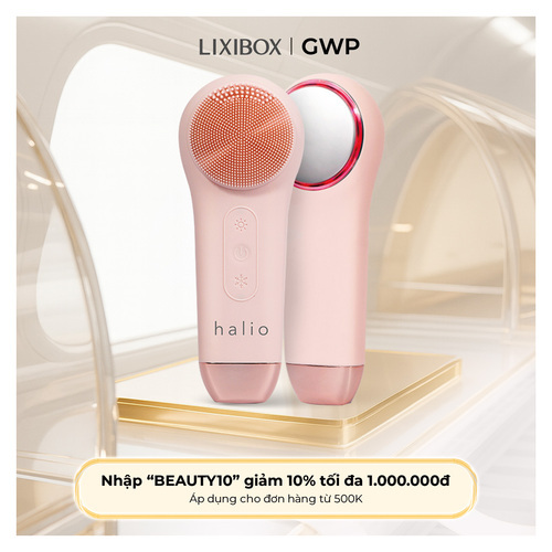 Máy Rửa Mặt Massage Tích Hợp Liệu Pháp Ánh Sáng và Nhiệt Halio Multi-task Cleansing & Massaging Device with Red Blue Light Therapy 5 in 1 - Peach Fuzz
