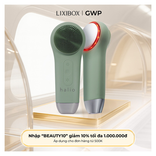 Máy Rửa Mặt Massage Tích Hợp Liệu Pháp Ánh Sáng và Nhiệt Halio Multi-task Cleansing & Massaging Device with Red Blue Light Therapy 5 in 1 - Sage Green