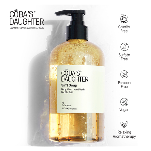 Gel Tắm Rửa tay Tắm Bồn CoBa's Daughter 3in1 Bodywash, Hand Wash and Bubble Bath 500ml - Fig & Cedarwood