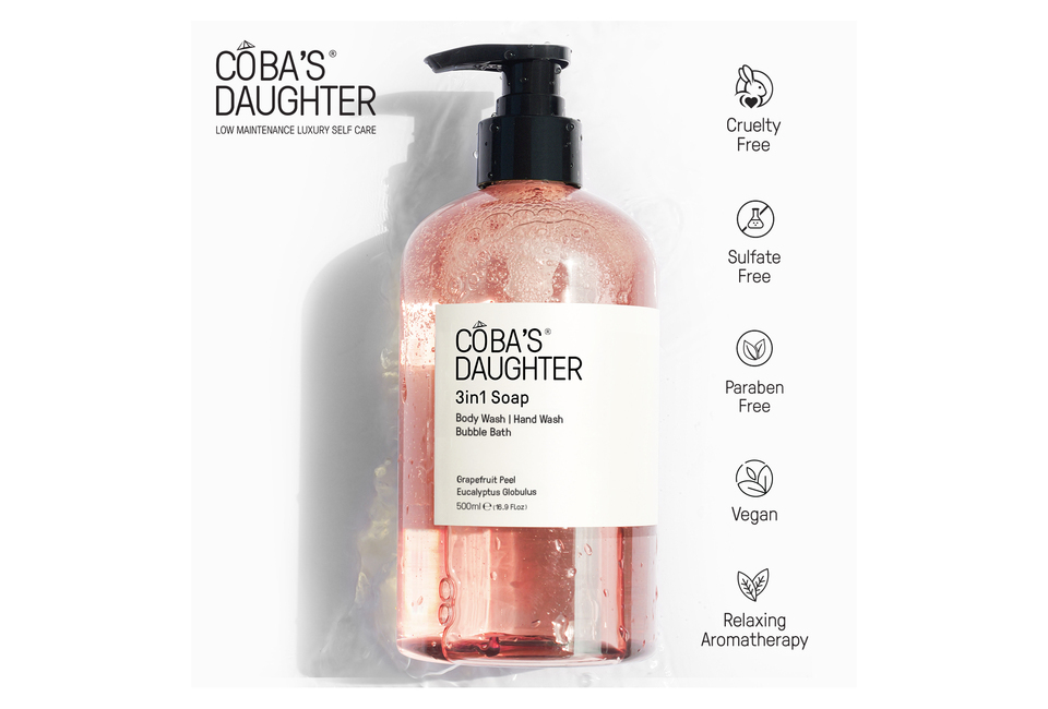 Gel Tắm Rửa tay Tắm Bồn CoBa's Daughter 3in1 Bodywash, Hand Wash and Bubble Bath 500ml - Vỏ Bưởi & Eucalyptus Globulus, sản phẩm tắm gội đa năng an toàn, không chứa phẩm màu, hoàn toàn thuần chay, với khả năng thư giãn tuyệt vời.