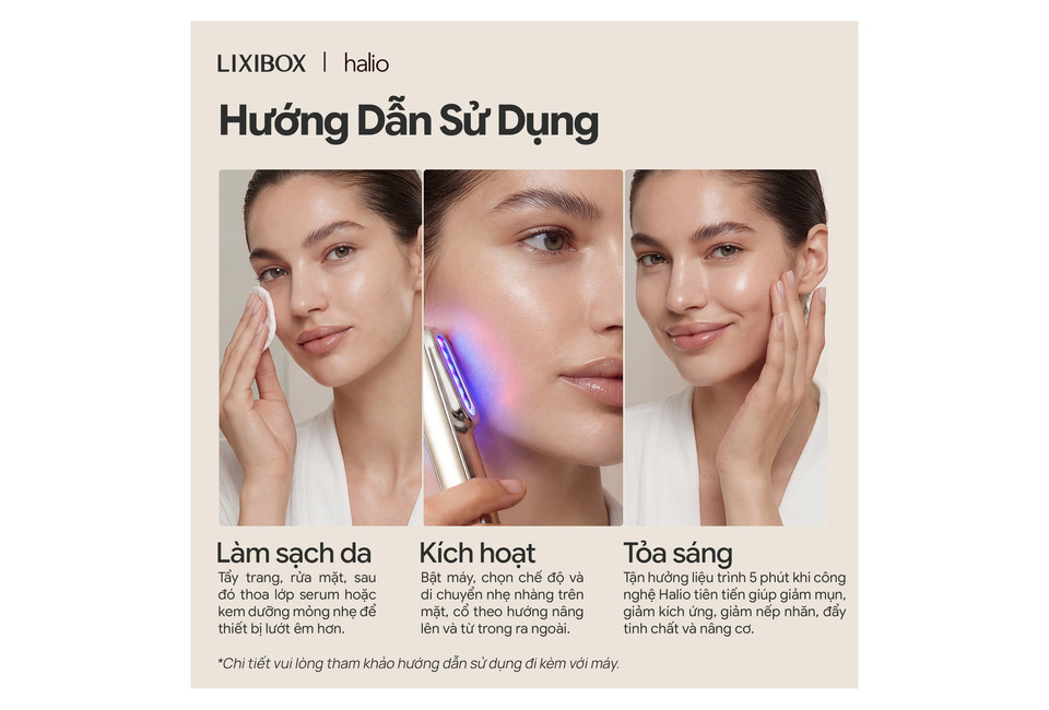 Hướng dẫn sử dụng Máy Phức Hợp Ánh Sáng Đa Tầng Halio Pro: Làm sạch da, kích hoạt chế độ và tỏa sáng với công nghệ Halio để cải thiện làn da và giảm kích ứng.