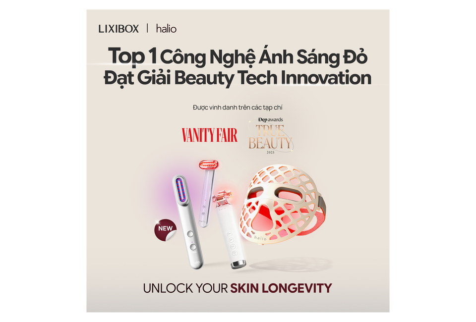 Máy Phức Hợp Ánh Sáng Đa Tầng Halio Pro - công nghệ tiên tiến dành cho chăm sóc sắc đẹp, đạt giải Beauty Tech Innovation, được vinh danh trên tạp chí Vanity Fair và Giải thưởng True Beauty 2025.