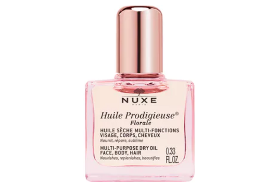 Dầu Dưỡng NUXE HUILE PRODIGIEUSE FLORALE MULTI-PURPOSE DRY OIL 10ML, chai dầu khô đa dụng, phù hợp cho mặt, cơ thể và tóc, cung cấp độ ẩm và nuôi dưỡng làn da.
